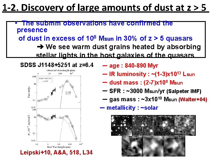 1 -2. Discovery of large amounts of dust at z > 5 ・ The