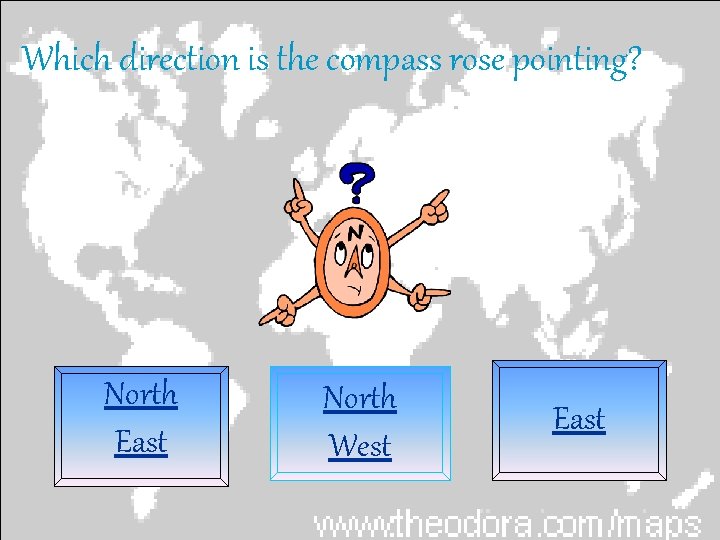 Which direction is the compass rose pointing? North East North West East 