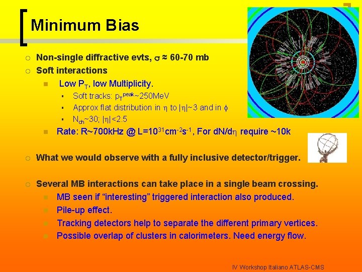 Minimum Bias ¡ ¡ Non-single diffractive evts, ≈ 60 -70 mb Soft interactions n