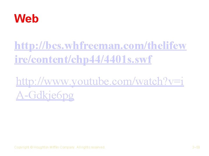 Web http: //bcs. whfreeman. com/thelifew ire/content/chp 44/4401 s. swf http: //www. youtube. com/watch? v=i