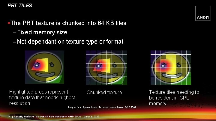 PRT TILES §The PRT texture is chunked into 64 KB tiles – Fixed memory