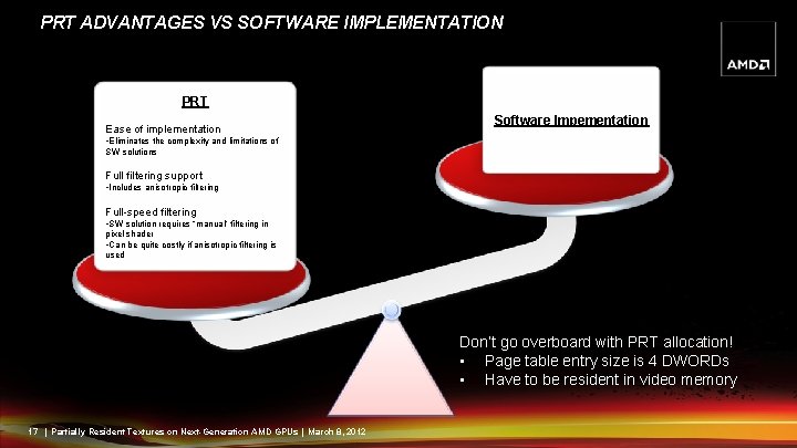 PRT ADVANTAGES VS SOFTWARE IMPLEMENTATION PRT Ease of implementation Software Impementation • Eliminates the