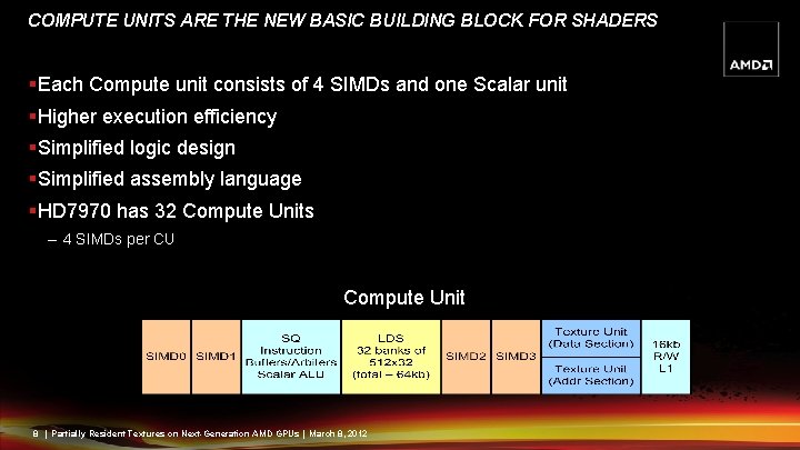 COMPUTE UNITS ARE THE NEW BASIC BUILDING BLOCK FOR SHADERS §Each Compute unit consists