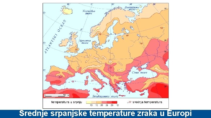 Srednje srpanjske temperature zraka u Europi 