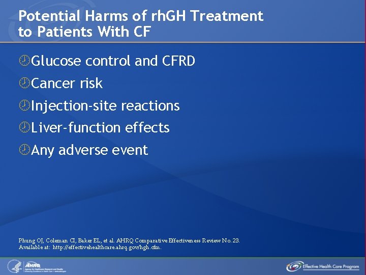 Potential Harms of rh. GH Treatment to Patients With CF Glucose control and CFRD