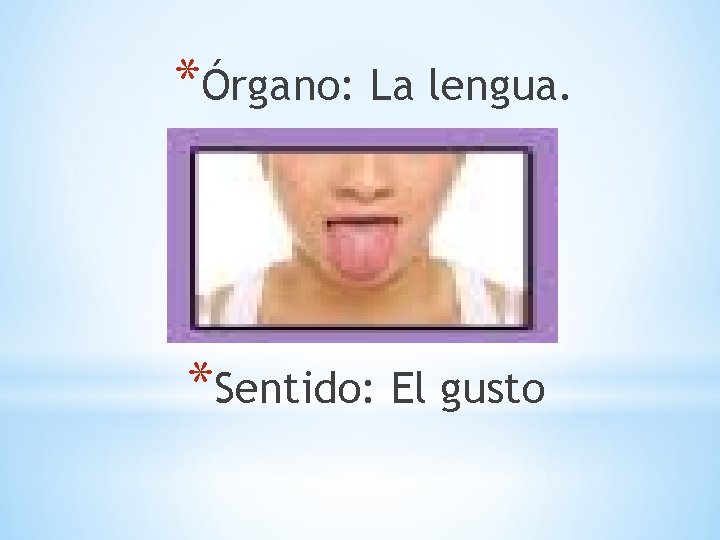 *Órgano: La lengua. *Sentido: El gusto 