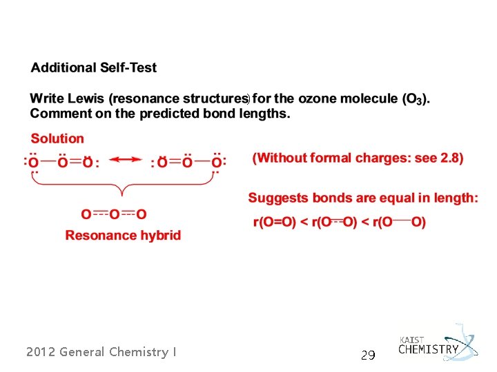 ) 2012 General Chemistry I 29 