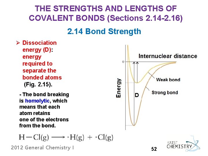 THE STRENGTHS AND LENGTHS OF COVALENT BONDS (Sections 2. 14 -2. 16) 2. 14