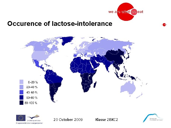 Occurence of lactose-intolerance 20 October 2009 Klasse 2 BKC 2 