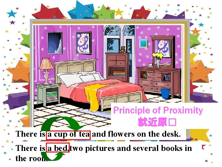 Principle of Proximity 就近原� There is a cup of tea and flowers on the