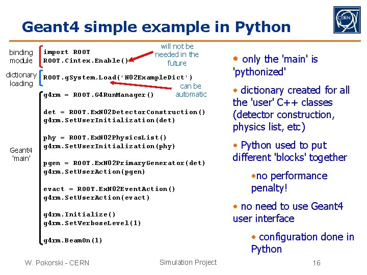 Geant 4 simple example in Python binding module import ROOT. Cintex. Enable() will not