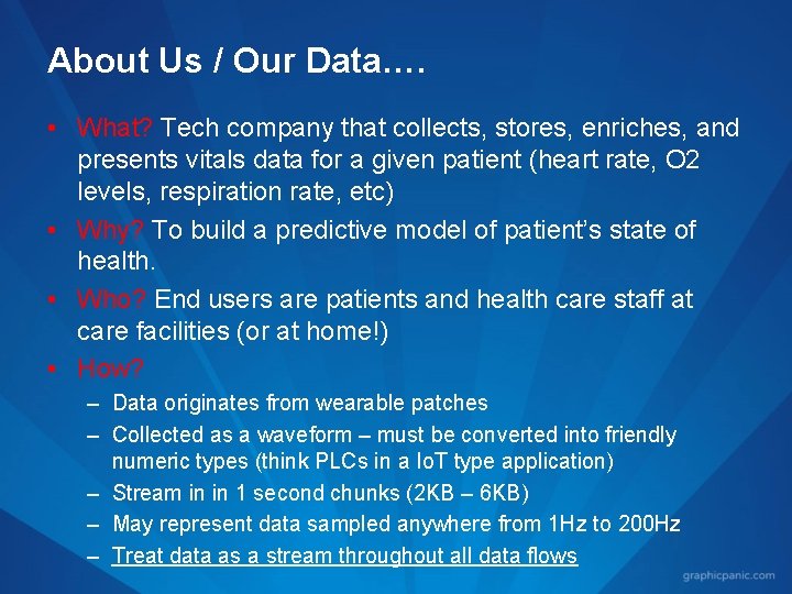 About Us / Our Data…. • What? Tech company that collects, stores, enriches, and