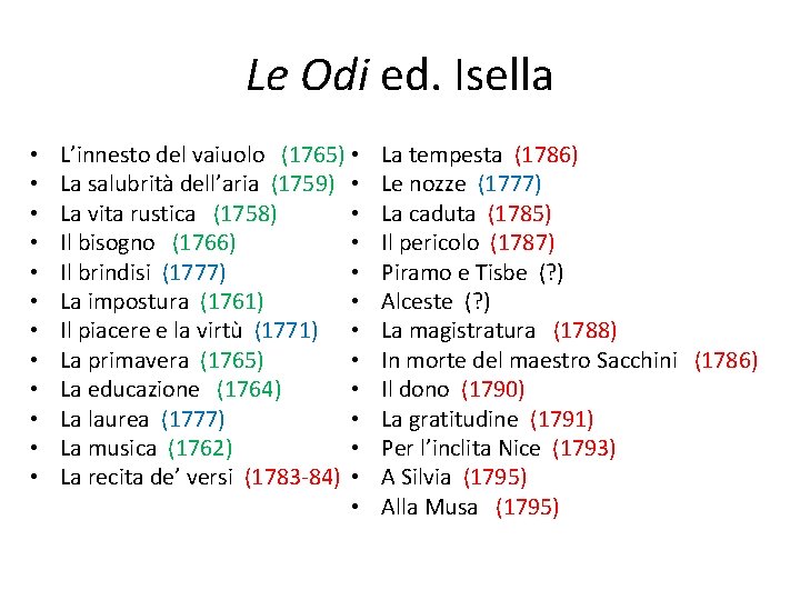 Le Odi ed. Isella • • • L’innesto del vaiuolo (1765) • La salubrità
