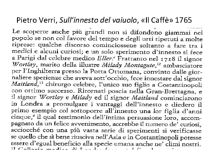 Pietro Verri, Sull’innesto del vaiuolo, «Il Caffè» 1765 