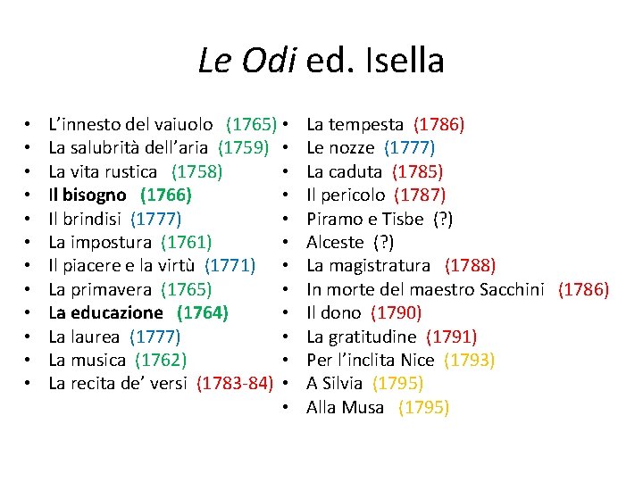 Le Odi ed. Isella • • • L’innesto del vaiuolo (1765) • La salubrità