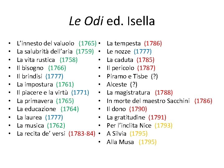 Le Odi ed. Isella • • • L’innesto del vaiuolo (1765) • La salubrità