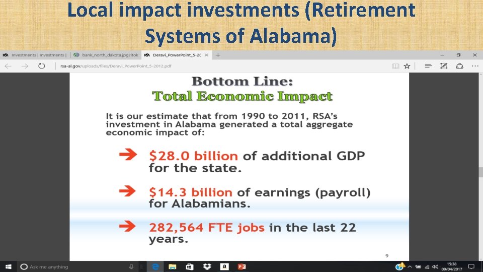 Local impact investments (Retirement Systems of Alabama) 