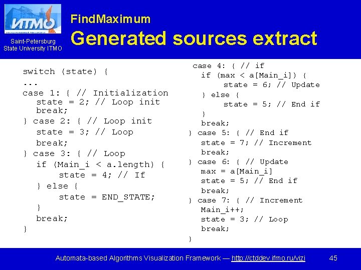 Find. Maximum Saint-Petersburg State University ITMO Generated sources extract switch (state) {. . .