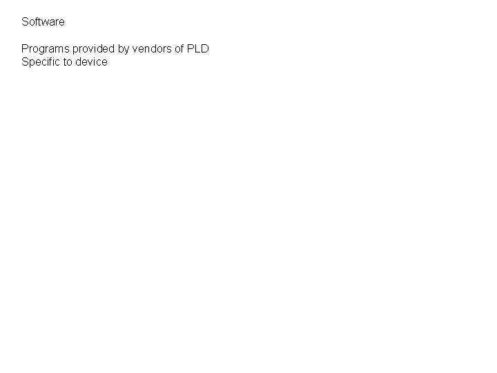 Software Programs provided by vendors of PLD Specific to device 