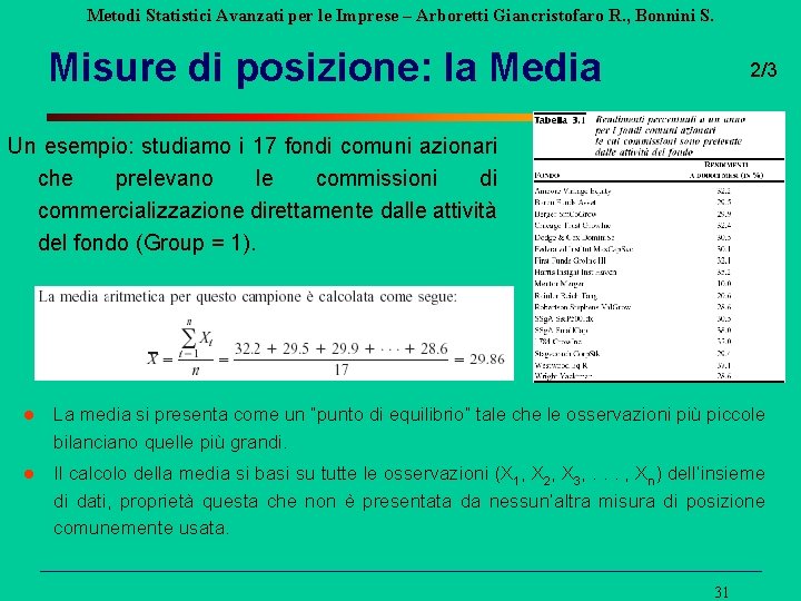 Metodi Statistici Avanzati per le Imprese – Arboretti Giancristofaro R. , Bonnini S. Misure