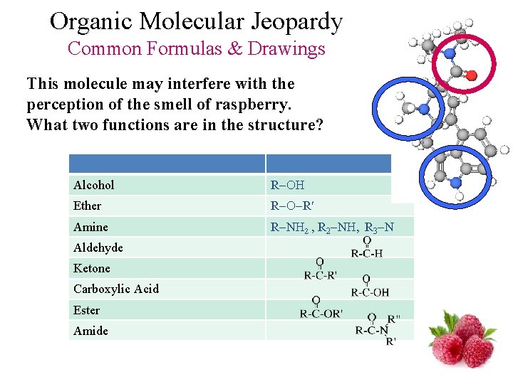 Organic Molecular Jeopardy Common Formulas & Drawings This molecule may interfere with the perception