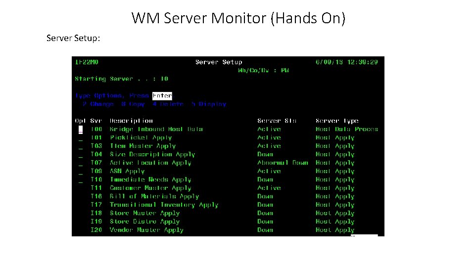 WM Server Monitor (Hands On) Server Setup: 