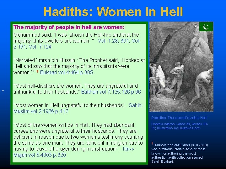 Hadiths: Women In Hell The majority of people in hell are women: Mohammed said,