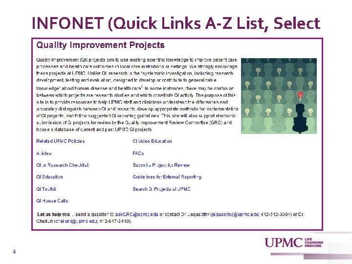 INFONET (Quick Links A-Z List, Select Q) 4 