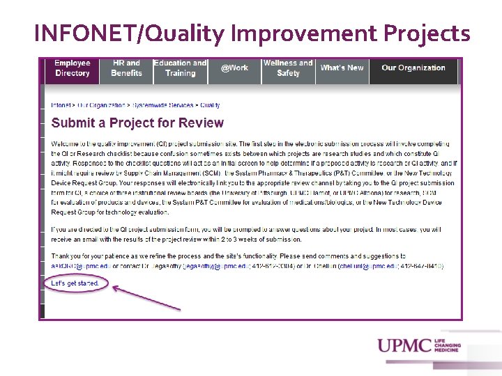 INFONET/Quality Improvement Projects 6 