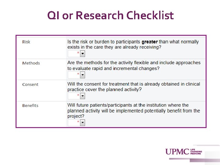 QI or Research Checklist 8 