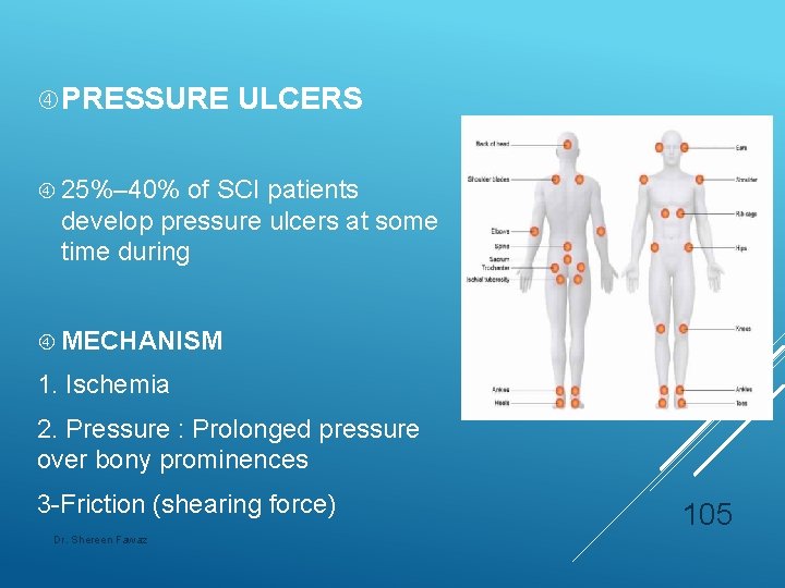  PRESSURE ULCERS 25%– 40% of SCI patients develop pressure ulcers at some time