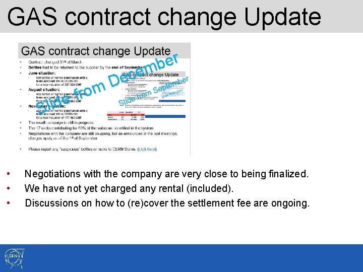 GAS contract change Update om r f e d i l S • •
