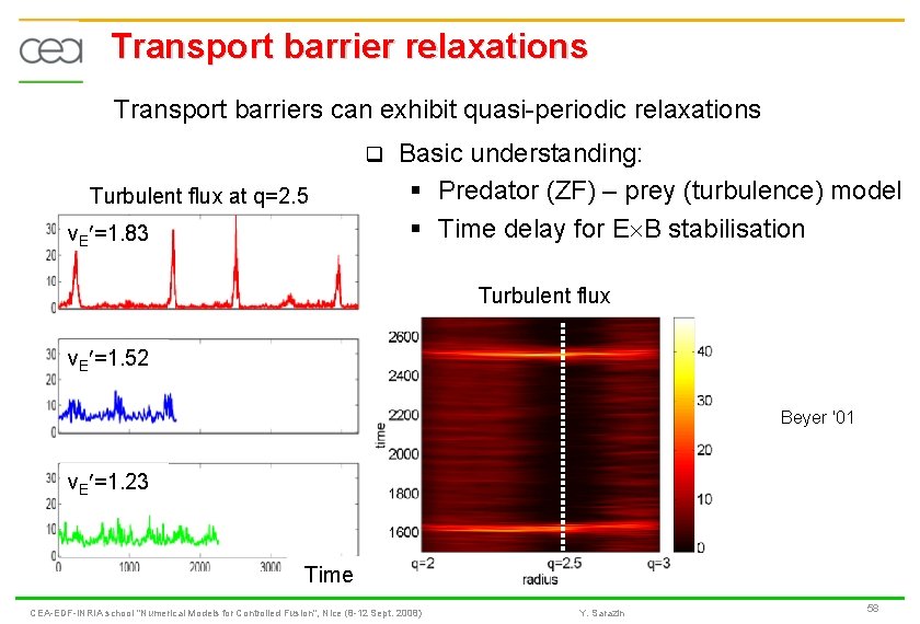 Transport barrier relaxations Transport barriers can exhibit quasi-periodic relaxations q Turbulent flux at q=2.
