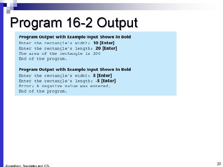 Program 16 -2 Output 20 