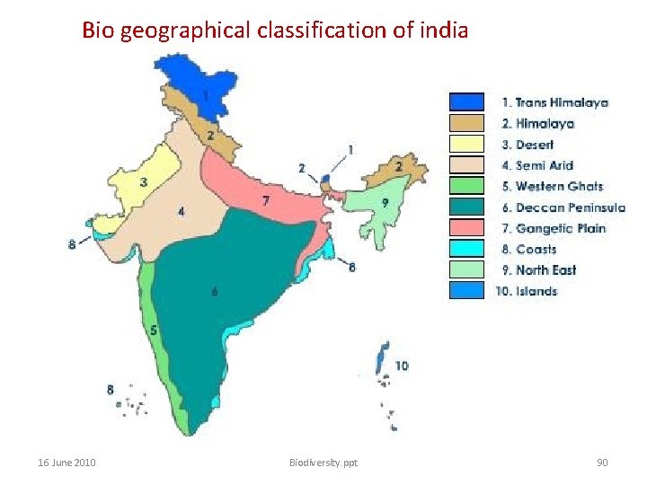 Bio geographical classification of india 16 June 2010 Biodiversity. ppt 90 