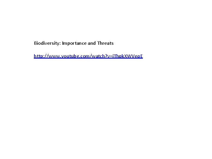 Biodiversity: Importance and Threats http: //www. youtube. com/watch? v=i. Thpk. XWVeq. E 