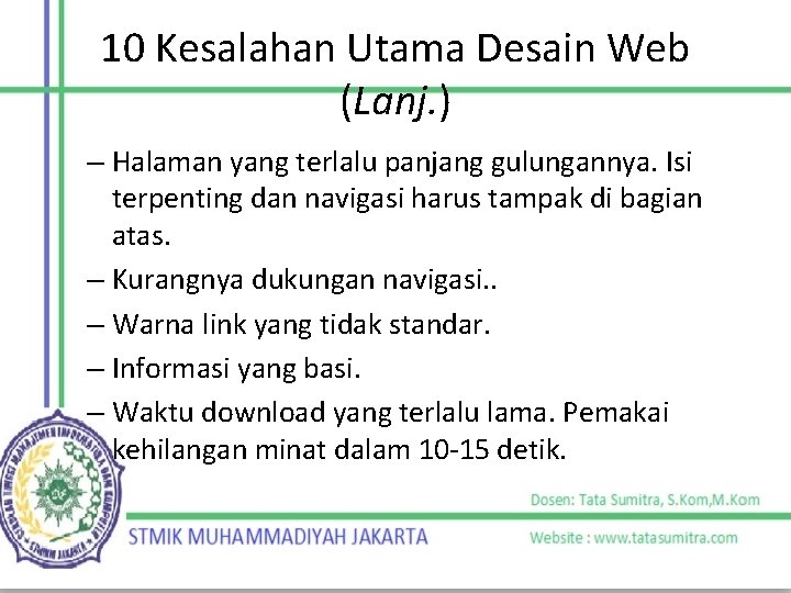 10 Kesalahan Utama Desain Web (Lanj. ) – Halaman yang terlalu panjang gulungannya. Isi