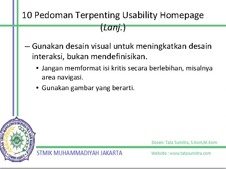 10 Pedoman Terpenting Usability Homepage (Lanj. ) – Gunakan desain visual untuk meningkatkan desain