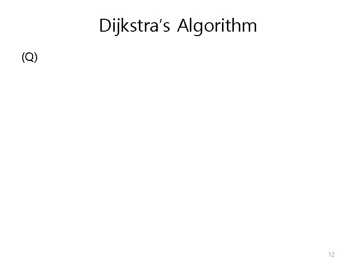 Dijkstra’s Algorithm (Q) 12 Dijkstra’s Algorithm (Q) 12