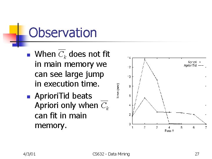 Observation n n When Ck does not fit in main memory we can see