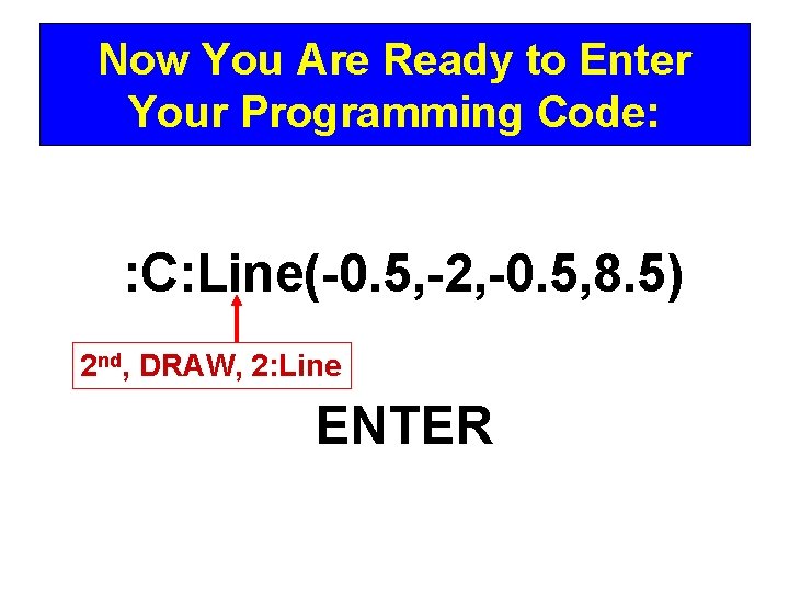 Now You Are Ready to Enter Your Programming Code: : C: Line(-0. 5, -2,