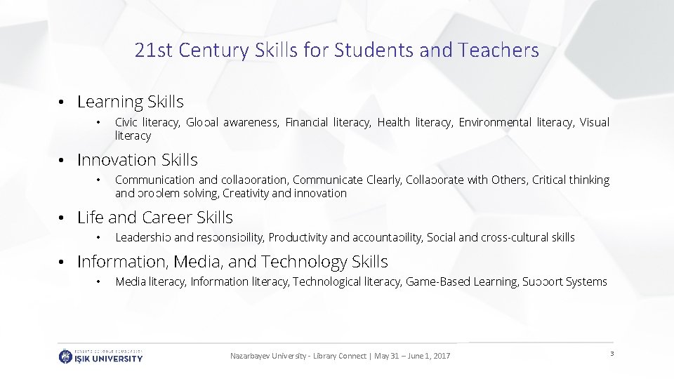 21 st Century Skills for Students and Teachers • Learning Skills • Civic literacy,