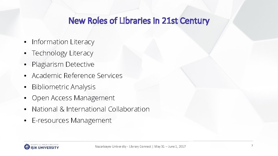 New Roles of Libraries in 21 st Century • Information Literacy • Technology Literacy