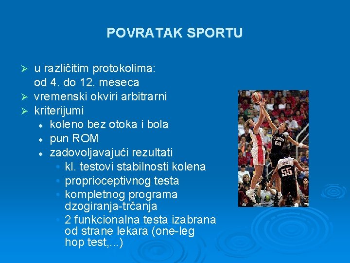 POVRATAK SPORTU u različitim protokolima: od 4. do 12. meseca Ø vremenski okviri arbitrarni