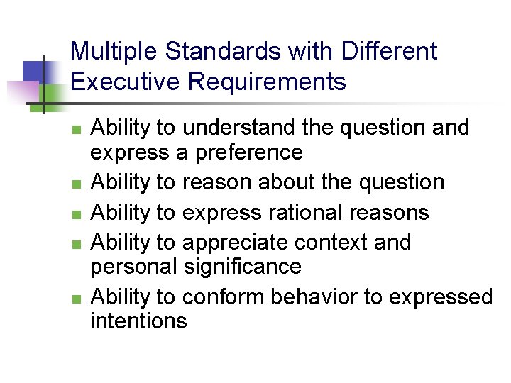 Multiple Standards with Different Executive Requirements n n n Ability to understand the question