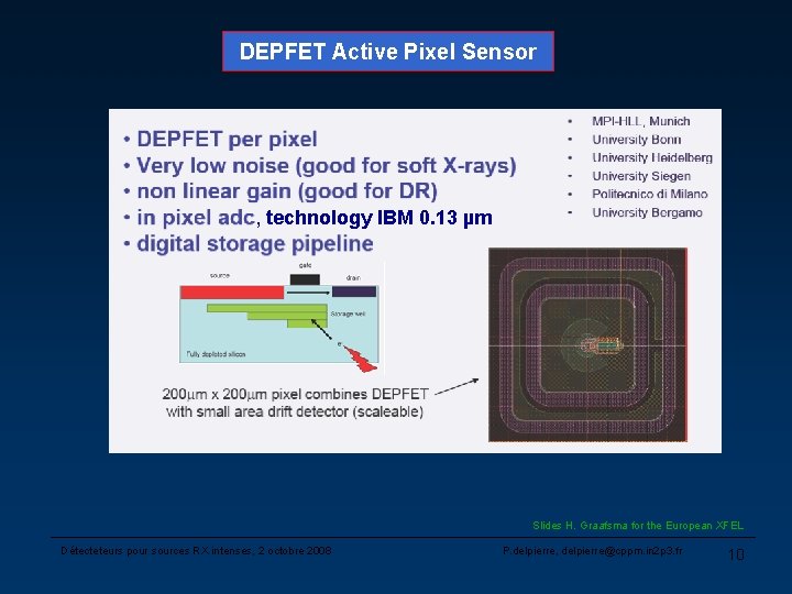 DEPFET Active Pixel Sensor , technology IBM 0. 13 µm Slides H. Graafsma for
