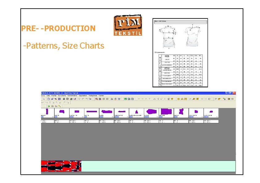 PRE- -PRODUCTION -Patterns, Size Charts 