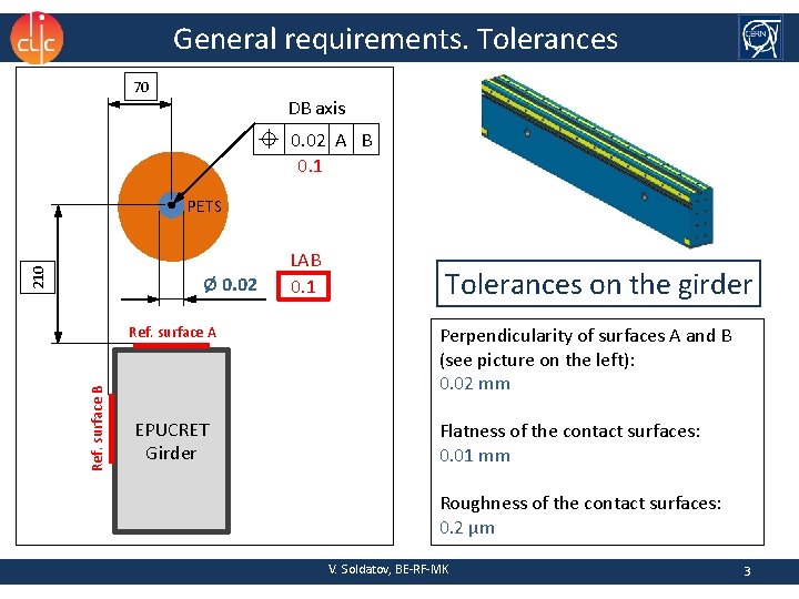 General requirements. Tolerances 70 DB axis 0. 02 A B 0. 1 210 PETS