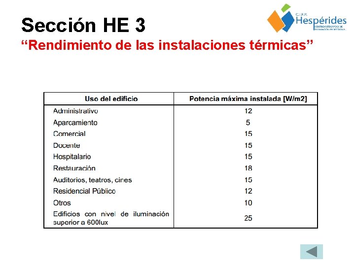 Sección HE 3 “Rendimiento de las instalaciones térmicas” 