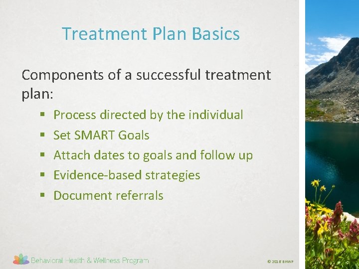 Treatment Plan Basics Components of a successful treatment plan: § § § Process directed